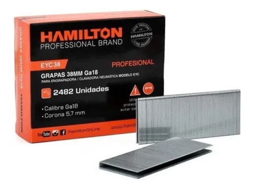 Grampas 38mm Ga18 5,7 P/ Clavadora Neumatica Hamilton 2482u