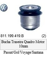 Bucha Traseira Quadro Motor Santana 1.8 / 2.0 Furo 10mm