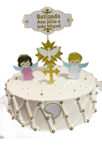 Topo De Bolo Topper De Bolo Pronto No Palito Batizado