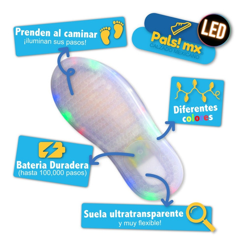 Imagen 4 de 6 de Tenis Casuales Para Niña Led Sirena Pals! Mx Envío Inmediato