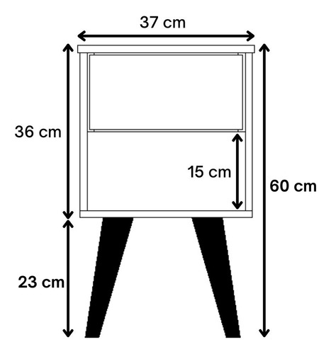 Kit 2 Mesas De Cabeceira Pés Palito Retrô 100% Mdf Acabamento Fosco Cor Preto