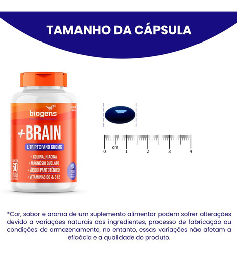 + Brain Triptofano 600mg Colina Relax Foco 60 Cáps Bigens