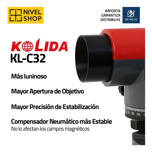 Nivel Óptico Kolida Kl-32 Con Tripode Reforzado Y Mira De 5m