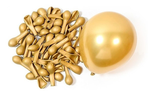 Bexiga Balão Metalizado Pequeno Dourado 25 Unidades N5