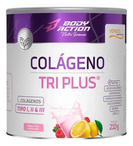Suplemento em Pó Colágeno Verisol Tri Plus 210g Bodyaction Sabor Pink Lemonade - Foto oficial e menor preço