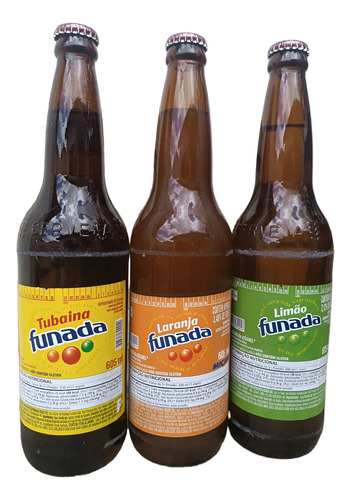 Kit 3 Sabores Refrigerante Funada Tubaína C/ 600ml Vasilhame