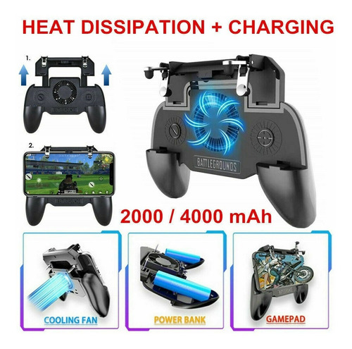 Gamepad Celu 2gatillo Analogico+fan+usb+v8 Titan Belgrano