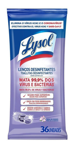 Lysol Toallitas Desinfectantes Brisa De La Mañana X 36 Un