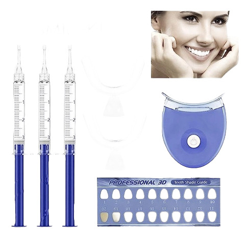 Kit Blanqueador De Dientes Profesional 3 Jeringa Luz Led 