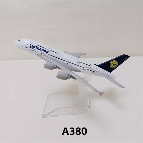 Airplane Miniatura Avião Comercial Lufthansa A380 Em Metal