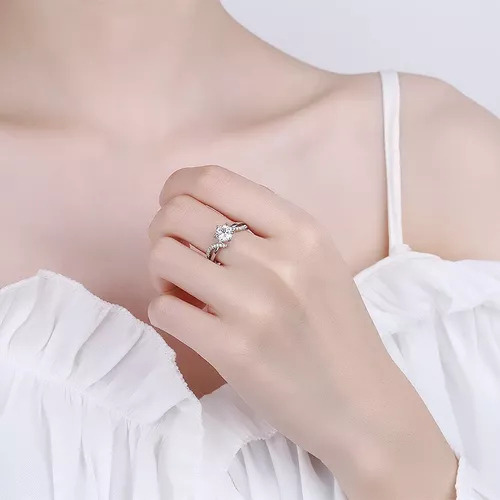 Juego De Collar De Anillo Y Aretes Mujer Plata 925 Con Caja