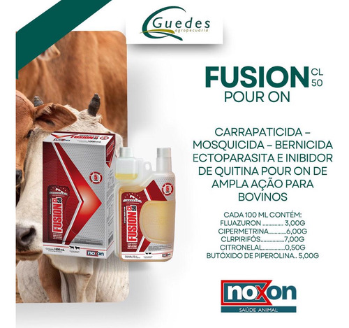 3 Uni Fusion Pour On 1 Litro - Carrapaticida E Bernicida