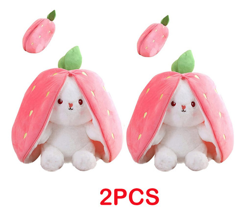Cojín De Peluche Strawberry Bunny, 2 Unidades, Bonito Conejo