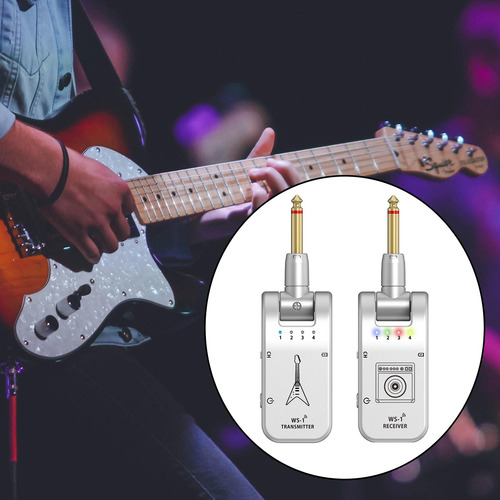 Receptor Transmissor De De Guitarra 2.4g 6,35mm Plug Prata