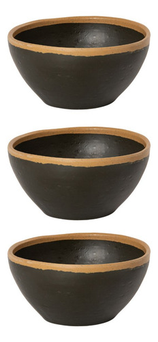 Kit 3 Tigela Bowl Rustic 12cm 340ml Melamina Gourmet Mix Cor Verde-escuro