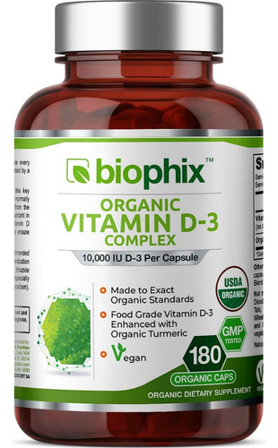 Complejo Orgánico De Vitamina D-3 10000 Ui Con 180 Capsulas