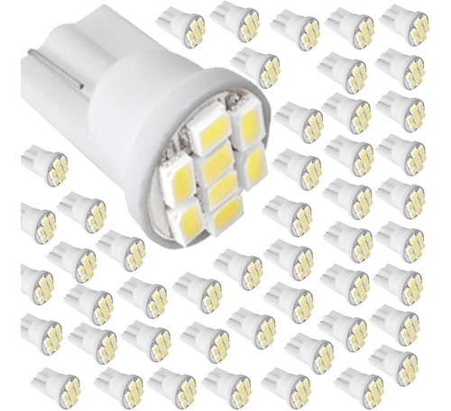 Kit 50 Lâmpadas Pingo 8 Leds T10 Esmagadinha Revenda Atacado