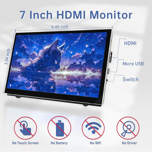 Hamtysan Raspberry Pi Mini Screen Monitor, Pantalla De 7 Pul