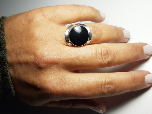 Anillo Plata Peruana 950 Con Onix 5,4grs