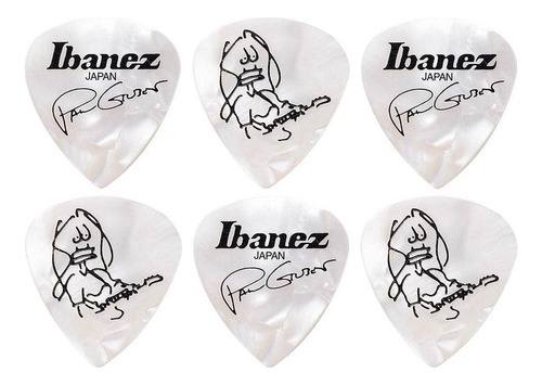 Pack De 6 Uñetas Ibanez B1000pg Pw Paul Gilbert Blanco Perla