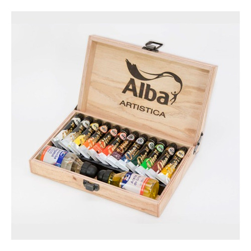 Alba 8800-996-001 Caja De Madera Mediana 12 Oleos Extrafino 