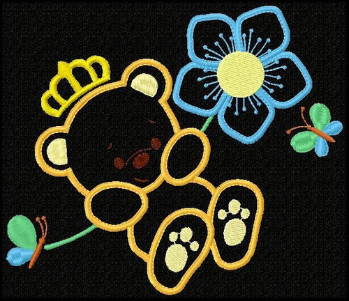 Matriz De Bordado Bca5758 Urso-flor-15x13