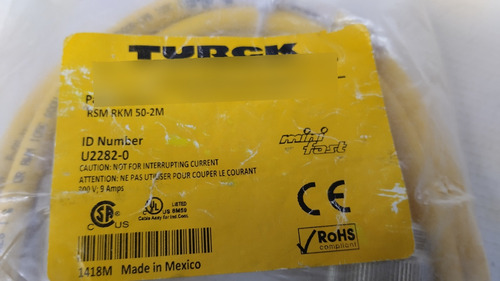 Turck Rsm Rkm 50-2m Cable Conector 7/8 U2282-0
