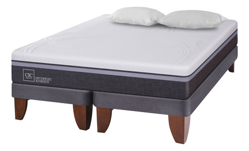 Cama Europea King Cic Ortopedic Advance + Almohadas Gris