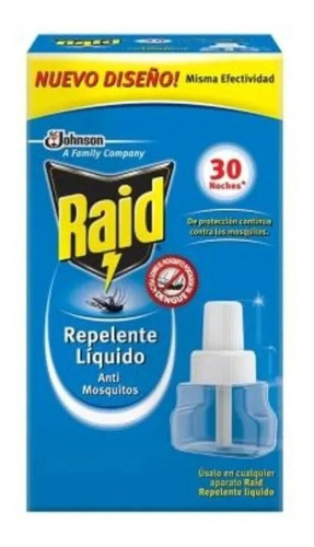 Raid 30 Noches Repuesto Repelente De Mosquitos Liquido21.9ml