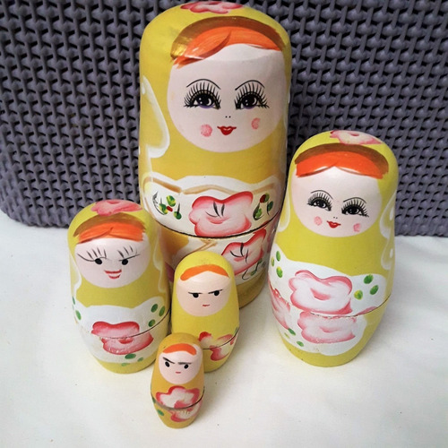 Muñecas Mamushka Rusas 6 Unidades Varios Diseños Madera