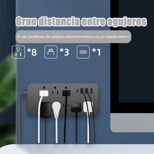 . Faixa De Carregador Multicontato Com 8 Saídas 3 Usb 1