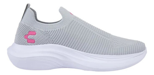 Tenis Dama Deportivo Slip On Charly 4001 Color Gris/ Fiusha