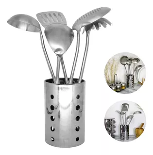 Jogo De Utensílios Cocina Com Suporte Em Aço Inox - 6 Peças