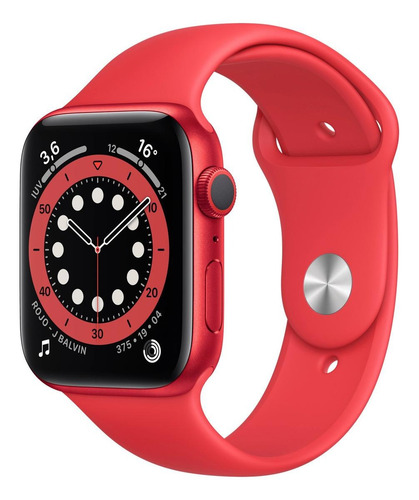 Imagen 1 de 8 de Apple Watch Series 6 (GPS) - Caja de aluminio (PRODUCT)RED de 44 mm - Correa deportiva (PRODUCT)RED