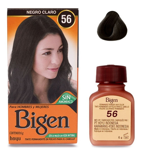 Kit Tinte Bigen  Tinte para cabello tono 56 negro claro para cabello