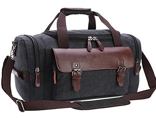 Bolso De Viaje Berchirly Canvas Leather Bolso De Lona Overni