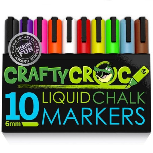 Crafty Croc Líquido Tiza Marcadores, 10 Pack De Neón Tiza Pl