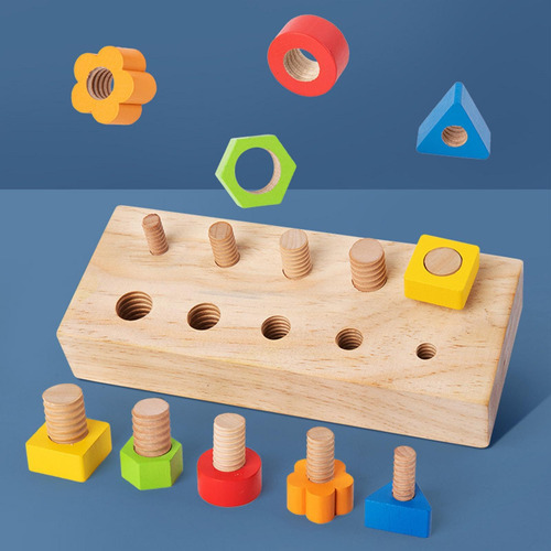 Brinquedo De Madeira Montessori Com Porcas E Parafusos Para