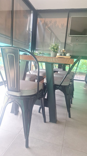 12 Almohadones P/sillas Tolix Outdoor Ext Impermeable Gris Pvc Semi Outdoor