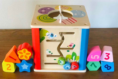 Cubo De Estimulación Madera Juego Didáctico Cadaques Kids