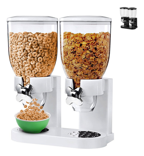 Dispensador De Cereal Despachador Doble Alimentos Y Semillas Color Blanco