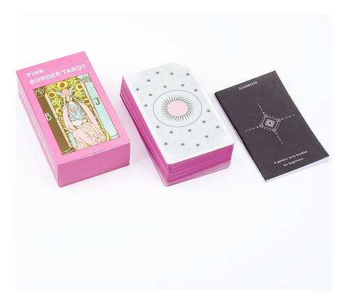 Baraja De Cartas De Tarot Con Borde Rosa Con Guía, 78 Piezas