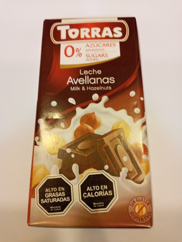 Chocolate Torras Leche Avellanas Sin Azúcar Sin Gluten 75 Gr