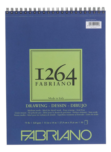 Fabriano 1264 Drawing Dibujo 27.9x35.6 Cms 120 Gsm 50 Hojas