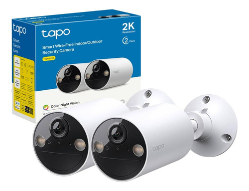Kit 2 Cámaras Wi-fi Tp-link Tapo C410 2k 3mp A Batería Ext. Color Blanco
