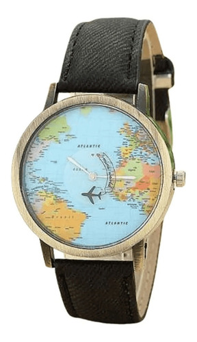 Relógio Mapa Mundi Viajante Avião Vintage Qualidade Mapinha