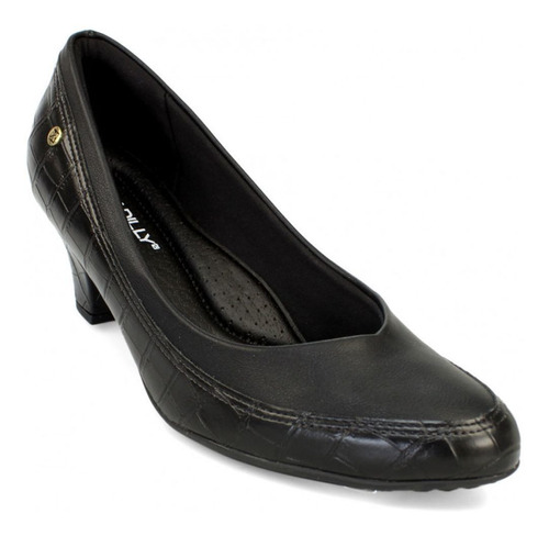 Sapato Scarpin Piccadilly Salto Baixo Conforto 703020 Preto