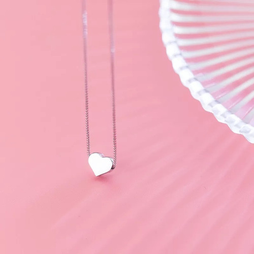 Imagen 3 de 5 de Collar Colgante Corazón Enchapado Plata 925