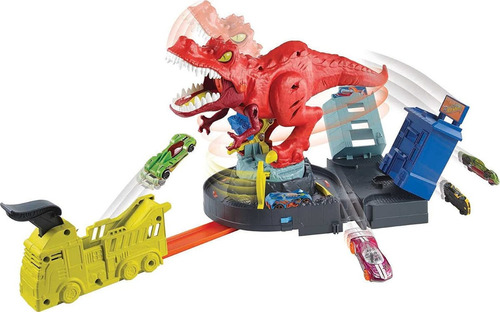 Pista Hot Wheels Massive T-rex Rampage Track Set Works 