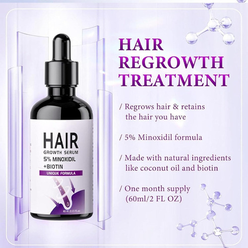 , 5% Aceite De Crecimiento Del Cabello Minoxidil 1 Botella